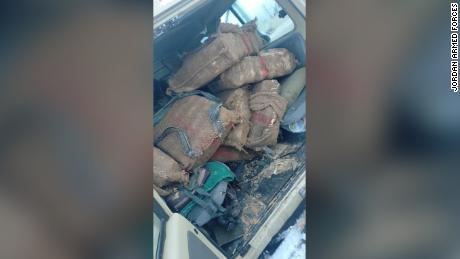 Narcotics seized by Jordan Armed Forces after they killed 27 armed drug smugglers trying to enter the country from Syria, on Thursday, January 27. 