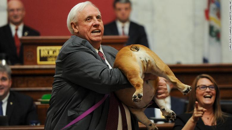 Bette Midler risponde alla richiesta del governatore del West Virginia di baciare il sedere del suo cane: West Virginia governor hoists dog's derrière in cheeky response to critics