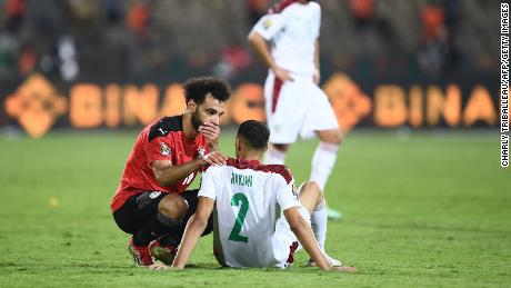 Respect between rivals: After his side&#39;s 2-1 win in the quarterfinals of the African Cup of Nations on Sunday, Egypt&#39;s Mohamed Salah consoles Morocco&#39;s Achraf Hakimi. Egypt will play hosts Cameroon in the semifinals on Thursday.