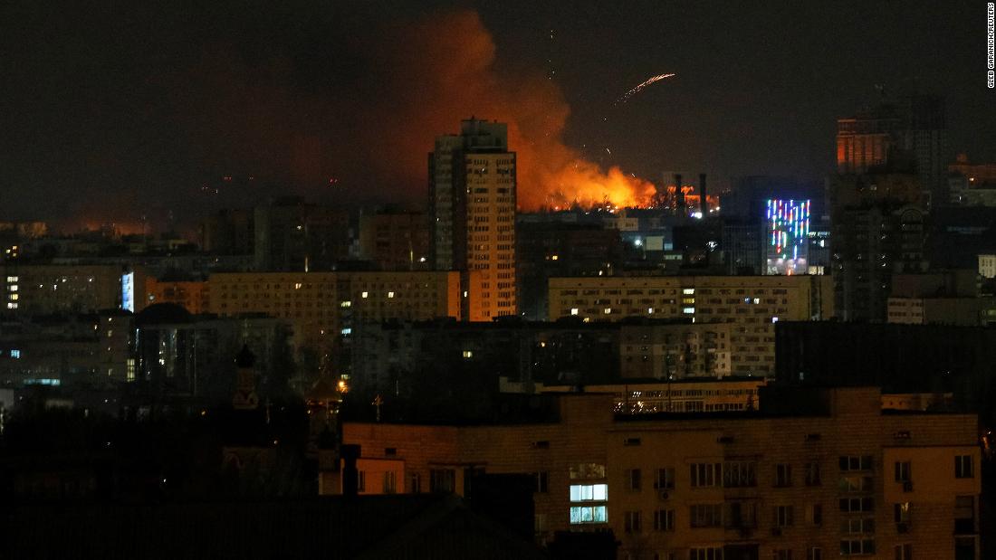 Smoke and flames are seen near Kyiv on February 26. &lt;a href =&quot;https://www.cnn.com/europe/live-news/ukraine-russia-news-02-25-22/h_90e3ace6e51a5bf961d00fb20ae5a9d8&quot; target =&quot;_blank&ampquott;&gt;Explosions were seen&amltlt;/un&ampgtt; and heard in parts of the capital as Ukrainians battled to hold back advancing Russian troops.