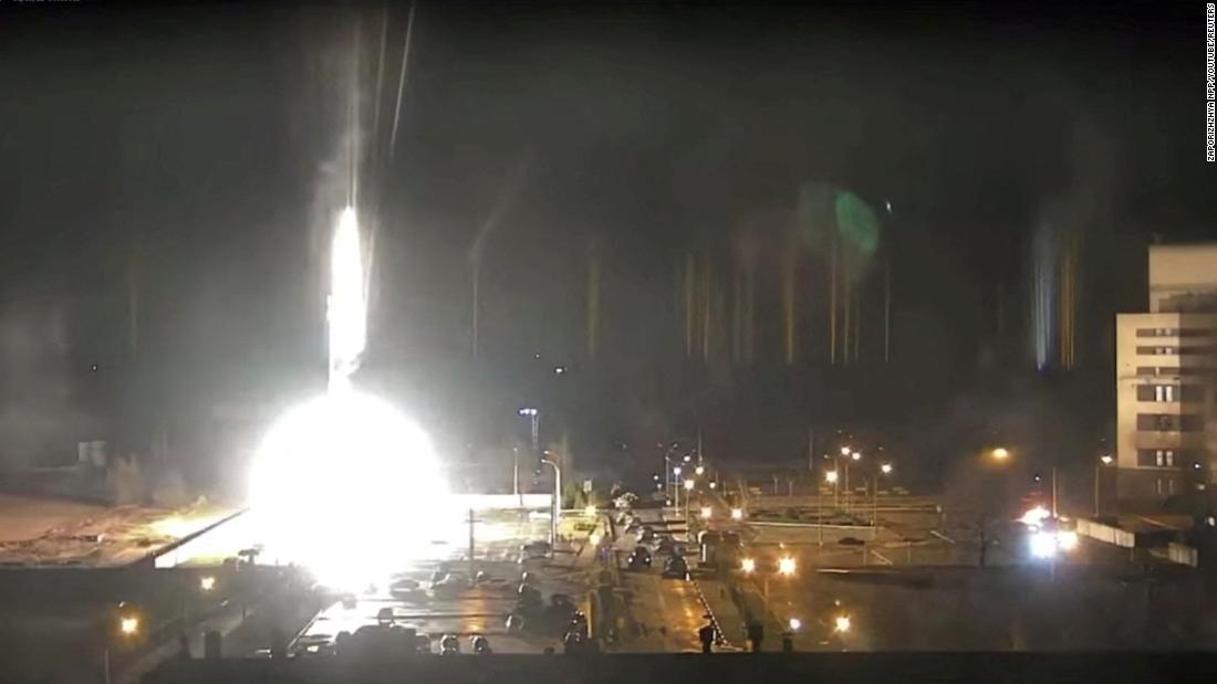 Surveillance camera footage shows a flare landing at the Zaporizhzhia nuclear power plant in Enerhodar, Ucraina, during shelling on March 4. Ukrainian authorities said &lt;a href =&quot;https://www.cnn.com/2022/03/03/europe/zaporizhzhia-nuclear-power-plant-fire-ukraine-intl-hnk/index.html&quot; target =&quot;_blank&quot;&gt;Russian forces have &quot;occupied&ampquott; the power plant.&amltlt;/un&ampgtt;