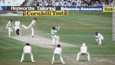 Marsh hooking England bowler Bob Willis on the final day of the 3rd Test between England and Australia in Leeds, UK on July 21, 1981.