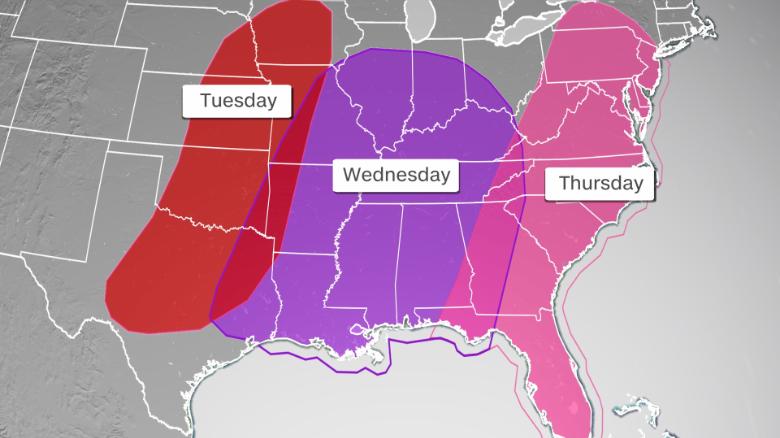 High winds and severe weather threat return to a region still recovering from last week's tornadoes