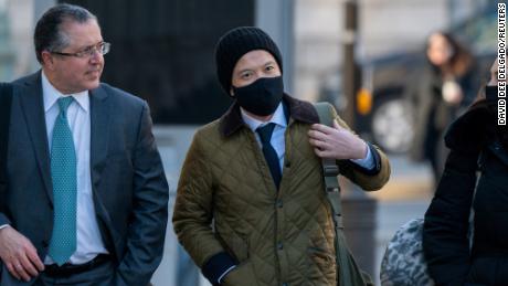 Ex-Goldman Sachs banker Roger Ng arrives at federal court for the jury selection process for his trial in New York, February 8, 2022.
