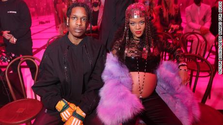 A$  AP Rocky and Rihanna are seen at the Gucci show during Milan Fashion Week in February.