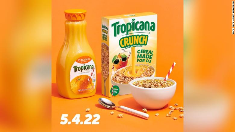 Tropicana wants you to pour orange juice on cereal