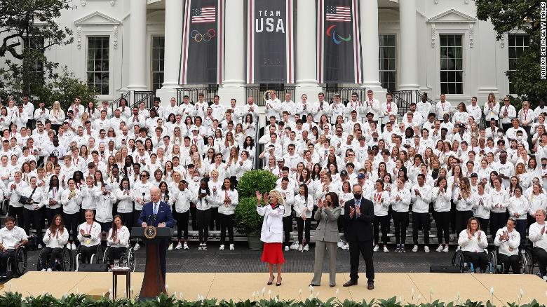 Biden praises Team USA in first White House visit since pandemic for 'your endurance and your state of mind'