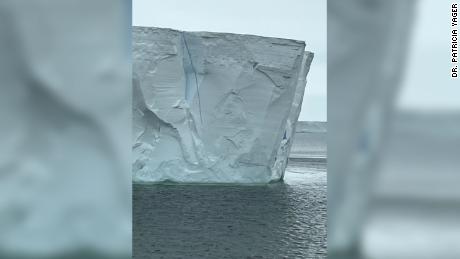 Large crack in iceberg from Dotson outflow site.   Credit:  Dr. Patricia Yager
