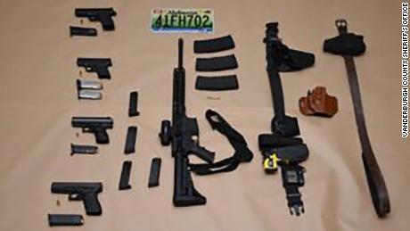 The Vanderburgh County Sheriff&#39;s Office released images of weapons they say were recovered from the crashed Cadillac.