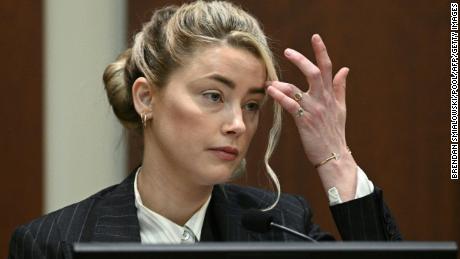 Amber Heard on the witness stand on Wednesday in Fairfax, Virginia.