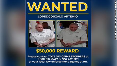 Authorities are offering a reward of up to $  50,000 for information that leads to the inmate&#39;s arrest.