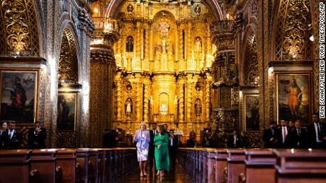 First lady Jill Biden and the first lady of Ecuador Maria de Lourdes Alcivar de Lasso visit the Church of the Society of Jesus in Quito, Ecuador, viernes, Mayo 20, 2022. 
