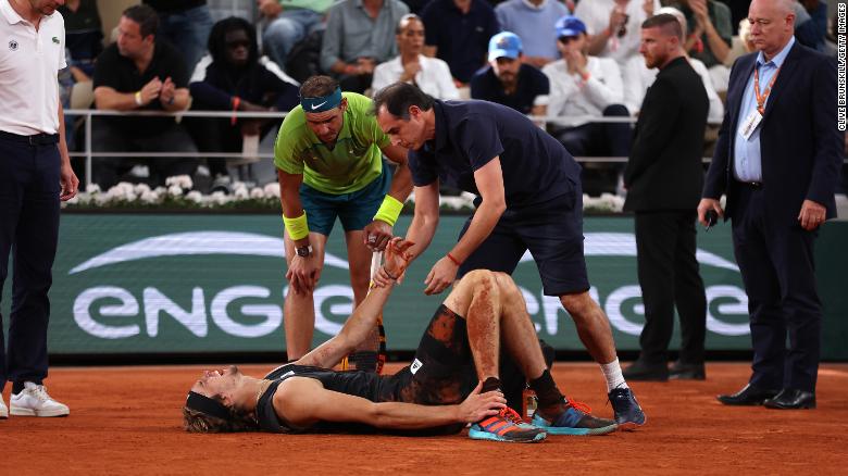 Rafael Nadal advances to men's French Open final after Alexander Zverev retires due to injury