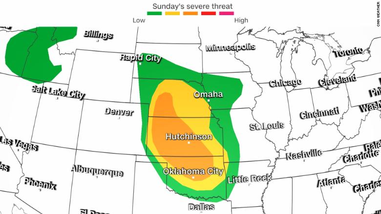 Significant severe weather is possible across the central US on Sunday