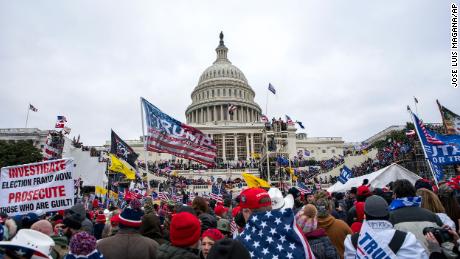Rioters loyal to President Donald Trump rally at the U.S. Capitol in Washington on Jan. 6, 2021.   