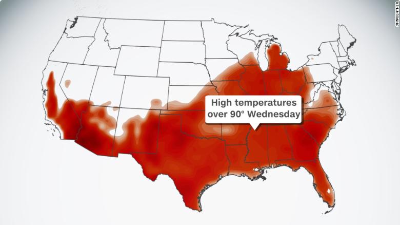 Extreme heat will again scorch a large section of the US, including areas where thousands have lost power