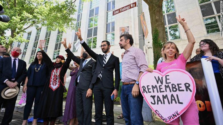'Jamal Khashoggi Way' sign unveiled in front of Saudi embassy in Washington, DC