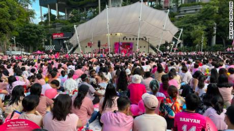 Supporters attend the annual &quot;Pink Dot&인용; event in Singapore on June 18, 2022. 