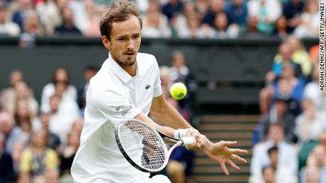 Russian player Daniil Medvedev pictured during the men&#39;s singles fourth round match at Wimbledon last year.  