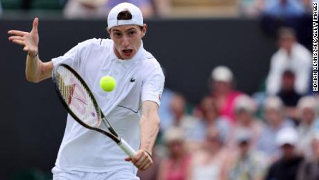 Ugo Humbert arrives on court without his rackets but goes on to produce biggest Wimbledon shock so far
