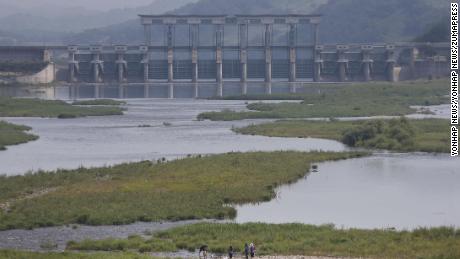 The Gunnam Dam on the Imjin River separating the two Koreas, located downstream from the Hwanggang Dam, pictured in June 2016.