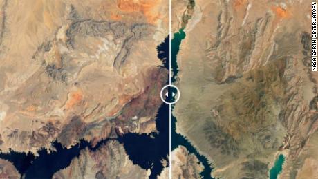 NASA, 새로운 Lake Mead 위성 이미지 공개, 이후 극적인 수분 손실을 보여줍니다. 2000