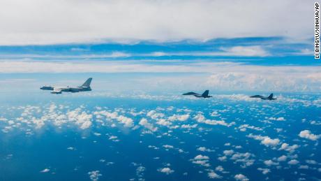 PLA jets conduct maneuvers around  Taiwan on August 7, 2022.
