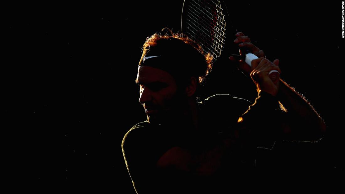 Federer practices in Indian Wells, California, in 2017.