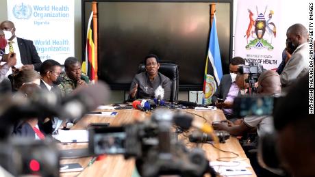 Ugandan Ministry of Health holds a press conference in Kampala, Uganda, Sept. 20, 2022.