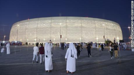 A general view shows the exterior of the Al-Thumama Stadium in Doha -- one of eight stadiums that will host World Cup matches 