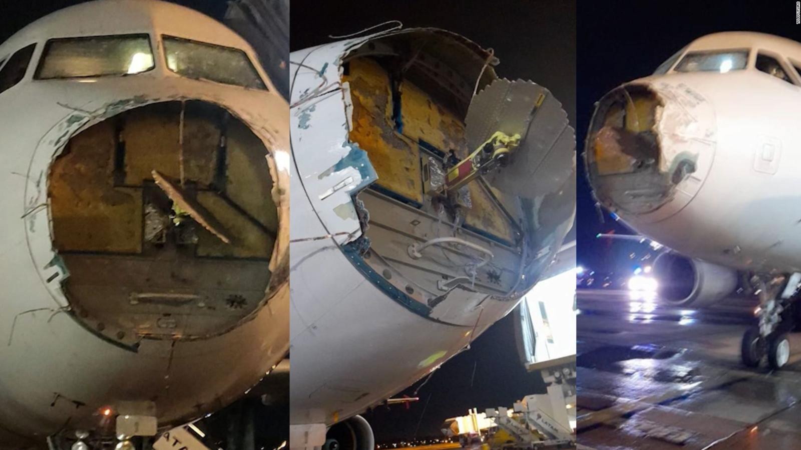 Pánico en avión de Latam aterrizó de emergencia y perdió la nariz