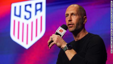 NEW YORK, NEW YORK - NOVEMBER 09: U.S. Men&#39;s National Team head coach Gregg Berhalter speaks to the media during the United States Men&#39;s National Team Roster Reveal Party For FIFA World Cup Qatar 2022 at Brooklyn Steel on November 09, 2022 in New York City. (Photo by Mike Stobe/Getty Images)