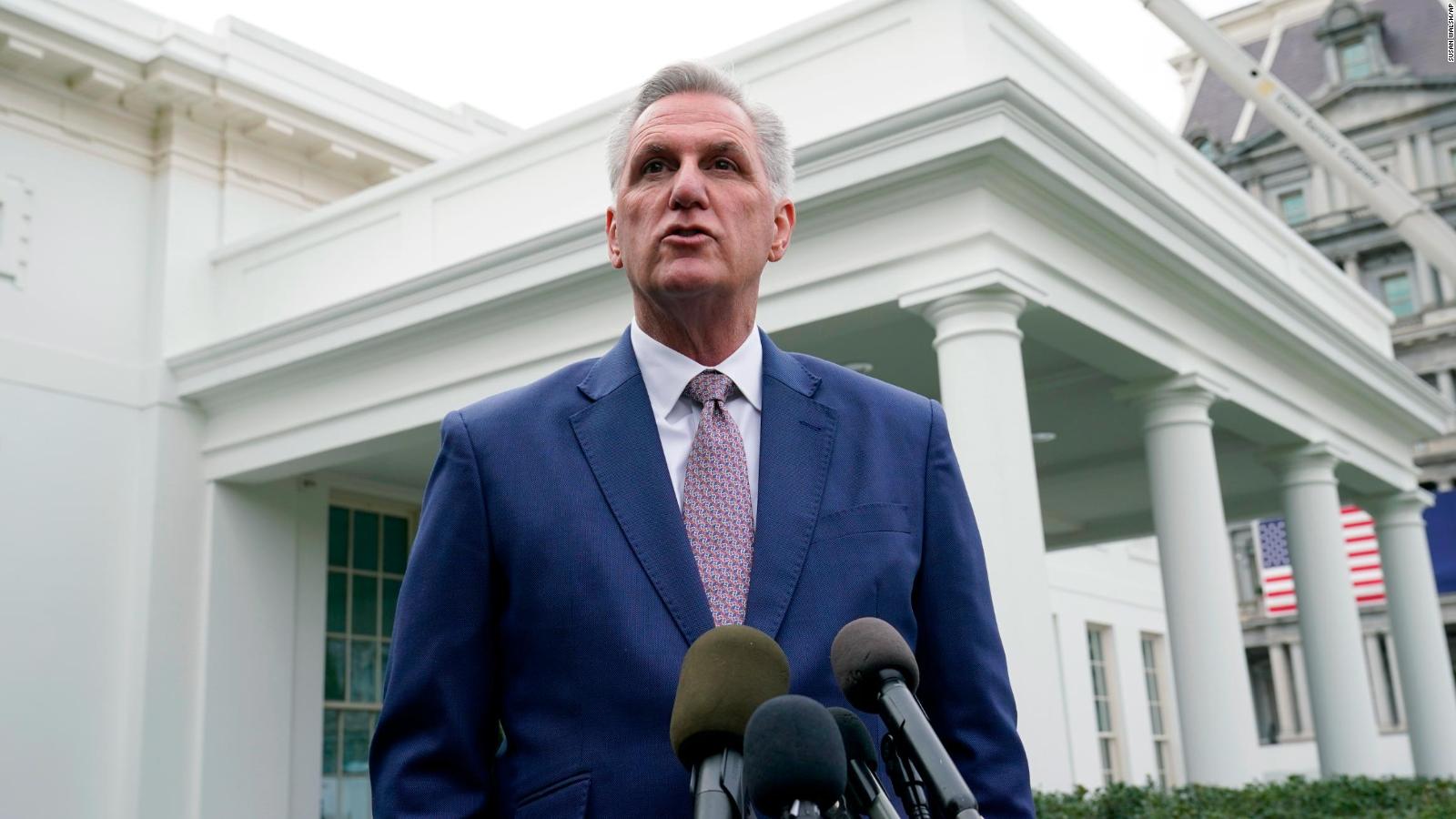 House Minority Leader Kevin McCarthy of Calif., speaks with reporters at the White House in Washington, Tuesday, Nov. 29, 2022, about his meeting with President Joe Biden. (AP Photo/Susan Walsh)