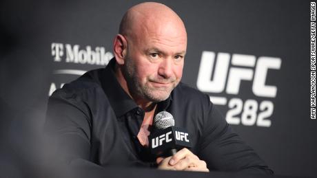 Dana White appears at the UFC 282 post-fight press conference on December 10, 2022, at the T-Mobile Arena in Las Vegas, NV.