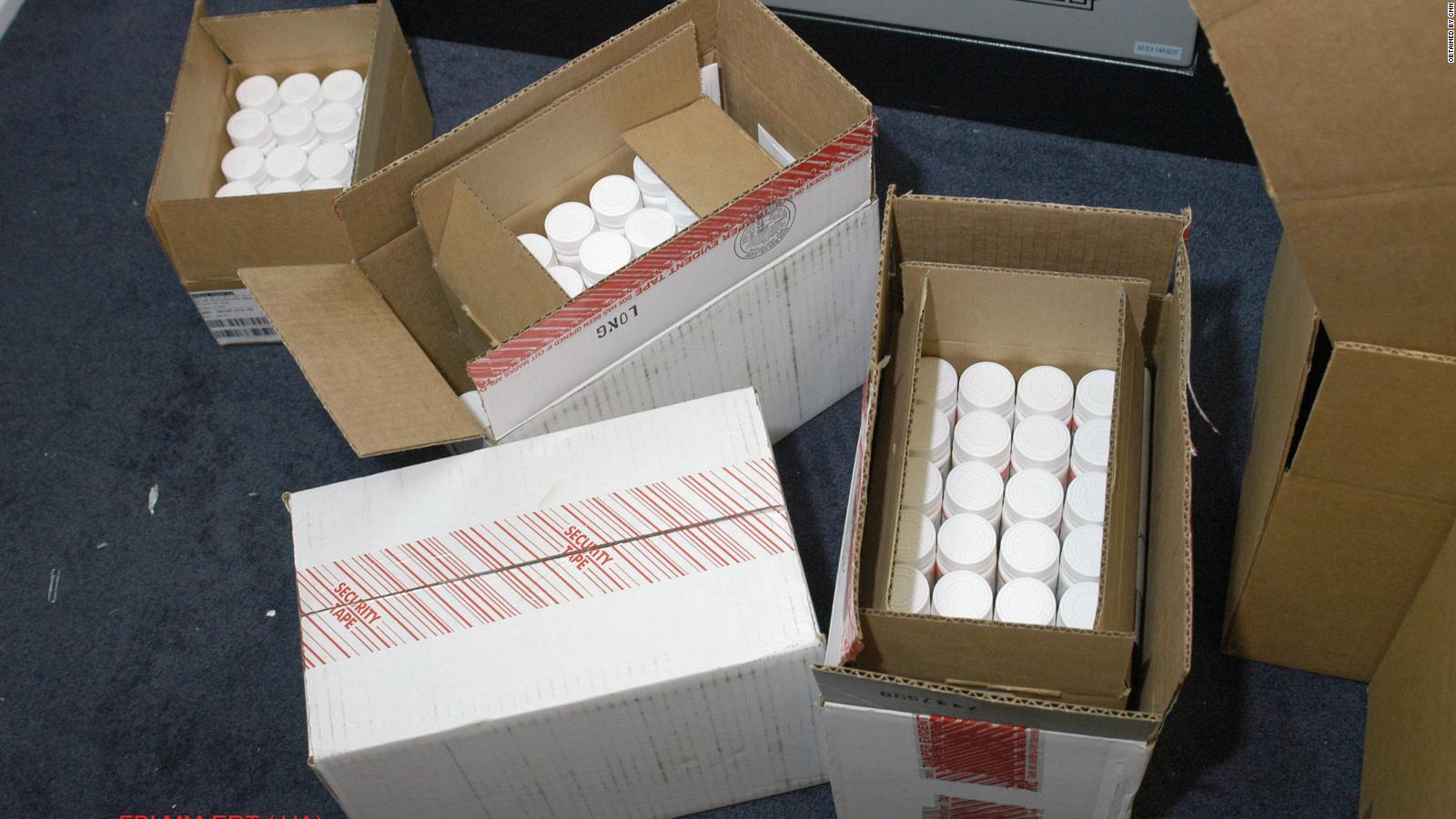 These bottles of 30 mg oxycodone tablets -- straight from the manufacturer -- were seized from a George brothers clinic by law enforcement. The brothers' main clinic, American Pain, ranked among the top nine purchasers of oxycodone in the nation, according to court documents.