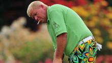 John Daly (pictured in 2009) could have an article dedicated solely to his fairway attire, such is the two-time major champion's commitment to his bohemian wardrobe. Daly has a partnership with golf clothing brand Loudmouth, which designs many of his statement pants.