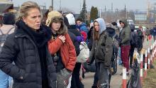 Former CNN reporter, Arwa Damon, near the Ukraine-Poland border in 2022.