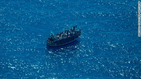 Some 400 people were stranded on a boat in the central Mediterranean, pictured on April 9, 2023, as migrant arrivals to Europe have surged. 