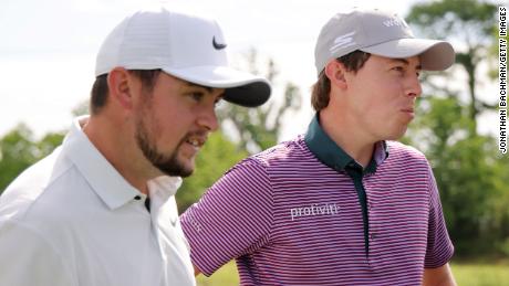 AVONDALE, LOUISIANA - APRIL 19: Matt Fitzpatrick of Engalnd and Alex Fitzpatrick of England talk during the pro-am prior to the Zurich Classic of New Orleans at TPC Louisiana on April 19, 2023 in Avondale, Louisiana. (Photo by Jonathan Bachman/Getty Images)