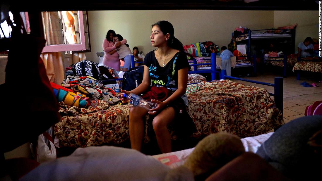 Norma Garcia Bonilla, from Michoacán, Mexico, waits at Albergue del Desierto, a migrant shelter in Mexicali, Mexico, across from the California border, on Wednesday, May 10. She is seeking asylum in the United States.