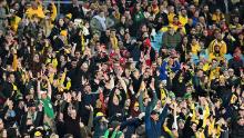 Supporters of both Australia and Ireland watch the match in Sydney. The second match of this year's tournament set a new <a href="https://www.cnn.com/sport/live-news/womens-world-cup-opening-ceremony-2023/h_65bd4f4b27a440f1aba706ec23ec1689" target="_blank">single-game attendance record</a> for a women's soccer match in Australia, with 75,784 fans watching.