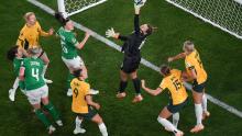 Australian goalkeeper Mackenzie Arnold makes a save.