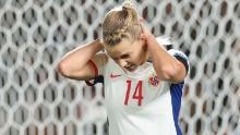 Norway star Ada Hegerberg reacts after a missed chance against New Zealand.