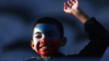 A Philippines fan enjoys the pre-match atmosphere. This was the country's Women's World Cup debut.