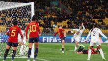 González scores her team's third goal against Costa Rica.