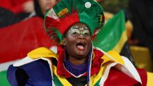 A South Africa fan shows support during the match.
