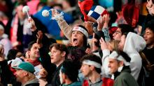 Japan fans react during the match against Costa Rica, which took place at the Forsyth Barr Stadium in Dunedin, New Zealand.