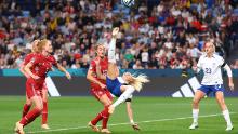 England's Chloe Kelly attempts a bicycle kick versus Denmark on July 28. <a href="https://www.cnn.com/2023/07/27/football/england-argentina-china-womens-world-cup-spt-intl/index.html" target="_blank">England won 1-0</a>.