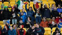 Italy's fans cheer before their team's match against Sweden at Wellington Regional Stadium, New Zealand.