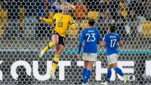 Sweden's Rebecka Blomqvist celebrates after scoring her side's fifth goal.